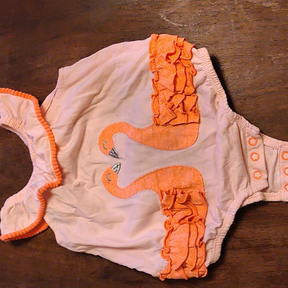 Lightning bug baby onesie, 24 months, pink with swan's.